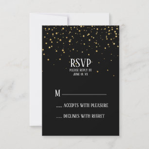Guld Confetti på Black Bachelorette Party OSA Kort