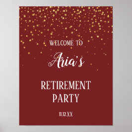 Guld Confetti på Burgundy Pension Party Välkommen Poster