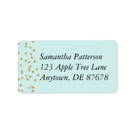 Guld Confetti på Mint Grönt Adressetikett