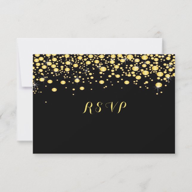 Guld Confetti på svart, Anpassningsbar, OSA Kort (Framsida)