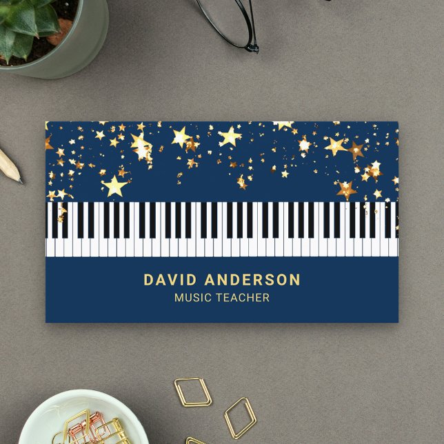 Guld Confetti Piano Tangentbord Musician Pianist Visitkort (Skapare uppladdad)
