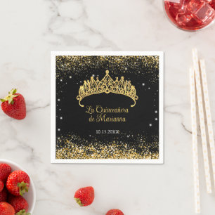 Guld Confetti Quinceanera Tiara Pappersservett
