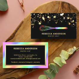 Guld Confetti Rainbow Whisk Pastry Chef Bakery Visitkort