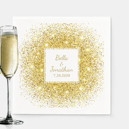 Guld Confetti Romantic Elegant bröllop Anpassnings Pappersservett