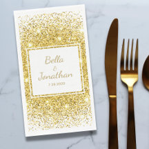 Guld Confetti Romantic Elegant bröllop Anpassnings