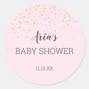 Guld Confetti Rosa Baby Shower Kuvert försegling Runt Klistermärke