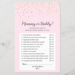 Guld Confetti Rosa Baby Shower Mamma eller pappa G Flygblad