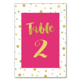 Guld Confetti Rosa Bröllop Bordsnummer-kort Bordsnummer