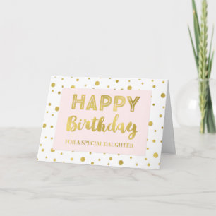 Guld Confetti Rosa Dotter födelsedagskort Kort