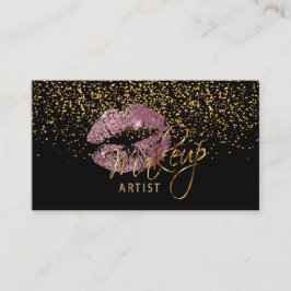 Guld Confetti & Rosa ros Läppar - Makeup Visitkort