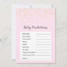 Guld Confetti Rosa Shower "Baby Predictions"-spel