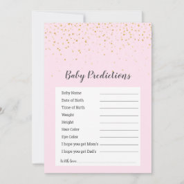 Guld Confetti Rosa Shower "Baby Predictions"-spel