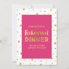 Guld Confetti Rosa Vit rehearsal Dinner Party Inbjudningar
