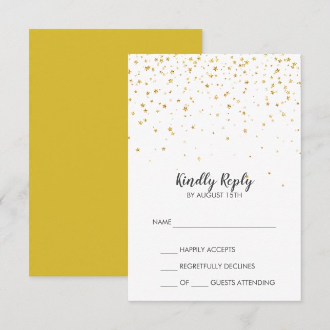 Guld Confetti Simple Bröllop OSA Card Kort (Fram/baksida)