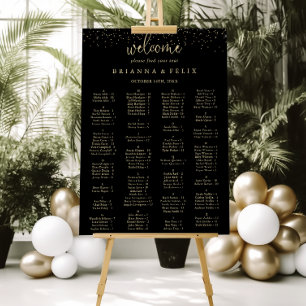 Guld Confetti-skript, alfabetiskt placeringsdiagra Poster