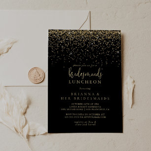 Guld Confetti-skript Bridesmaids Luncheon Shower Inbjudningar