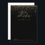 Guld Confetti skript Bröllop well Önskemål Rådkort<br><div class="desc">Det här guld-konetti-skriptet bröllop well önskemål-kortet är perfekt för ett rustiskt bröllop. Den enkla utformningen och utformningen av eleganten ger gnistrande guld-konfetti och snyggt-manustypografi. De här korten är perfekter för bröllop,  möhippa,  babydusch,  studentfest och mycket mer. Anpassa korten med namn från bruden och brudgummen,  blivande föräldrar eller student.</div>