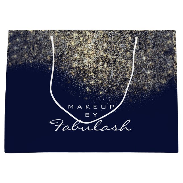 Guld Confetti Sparkly Glitter Blue Navy Möhippa (Framsidan)