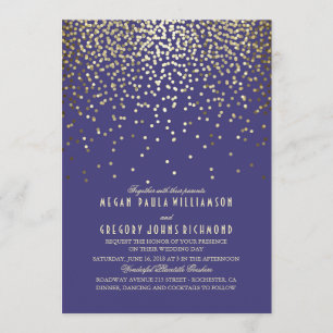 Guld Confetti - Starry Ljus flottan Bröllop Inbjudningar