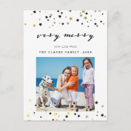 Guld Confetti Stars | Helgdag Fotovykort Helg Vykort