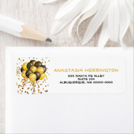 Guld Confetti Streamers-bubbelpaket för att uppnå Returadress Etikett