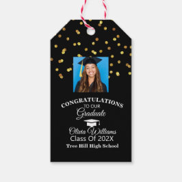 Guld Confetti Student Photo Studentfest Presentetikett