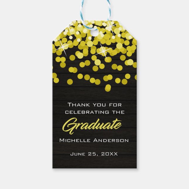 Guld Confetti Student Tack Studenten Märkre Presentetikett (Framsidan)