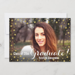 Guld Confetti Studenten annons-fotokort Inbjudningar