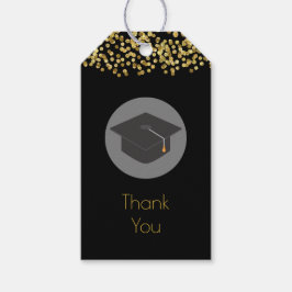 Guld Confetti & Studenten CapTack Presentetikett