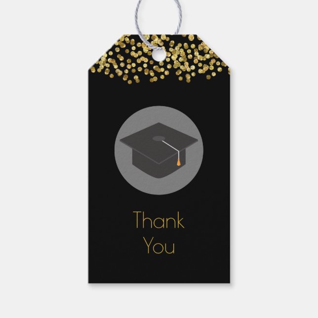 Guld Confetti & Studenten CapTack Presentetikett (Framsidan)