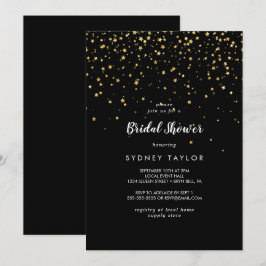 Guld Confetti | Svarta Inbjudningskort för möhippa