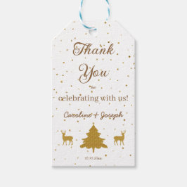 Guld Confetti, Träd och Glitter Hjort Bröllop Presentetikett