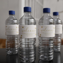 Guld Confetti Välkomstetiketter för Bröllop Vatten