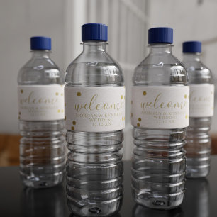 Guld Confetti Välkomstetiketter för Bröllop Vatten Vattenflaskor Etikett