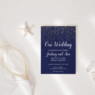 Guld Confetti Vår Bröllop Inbjudningar