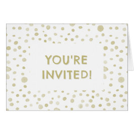 Guld Confetti Watercolor Dots Birthday Inbjudan OBS Kort