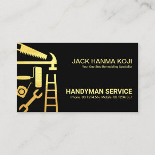 Guld Construction Handyman Verktyg Visitkort