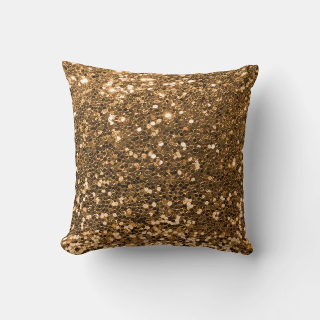 Guld Copper Glitter Kudde (Framsida)