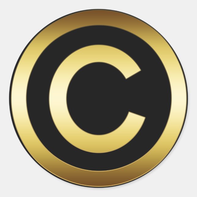 GULD COPYRIGHT SYMBOL RUNT KLISTERMÄRKE (Framsida)