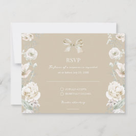 Guld Coquette Bow Blommigt Bröllop OSA Kort