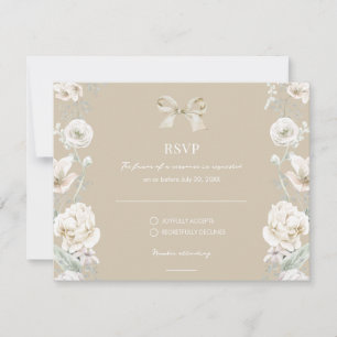 Guld Coquette Bow Blommigt Bröllop OSA Kort