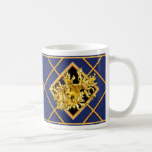 Guld Coral & Frakt Rope Navy Nautical Mugg/Kopp