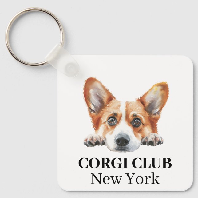 Guld Corgi Anpassningsbar Klubb Tema, nyckelkedja Nyckelring (Framsida)