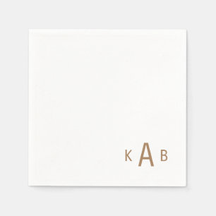 Guld Corner Monogram Bröllop White Cocktail Pappersservett