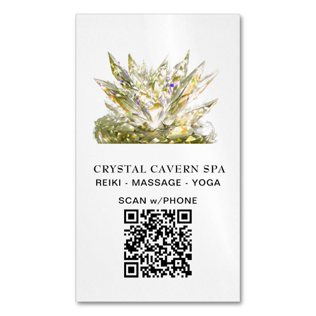 *~* Guld Cosmic Sparkling Magic QR Crystal Magnetiska Visitkort (Framsida vertikal)