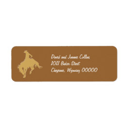 Guld Cowboy Bucking Horse Returadress Etikett