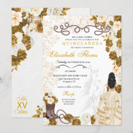 Guld Cowgirl Charro Western Quinceañera Inbjudningar