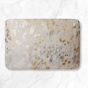 Guld Cowhide Print Metallic Badrumsmatta