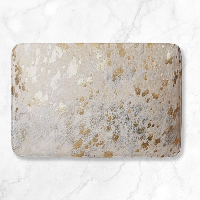 Guld Cowhide Print Metallic Badrumsmatta (Gold Cowhide Print Metallic Bath Mat
)