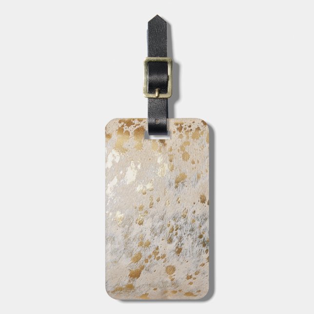 Guld Cowhide Print Metallic iphone case Bagagebricka (Vertikal Framsida)